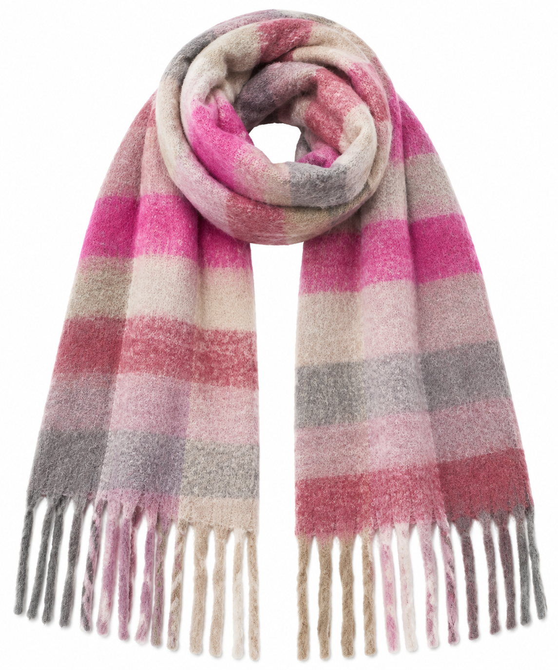 Écharpe à carreaux rose – 100 % viscose
