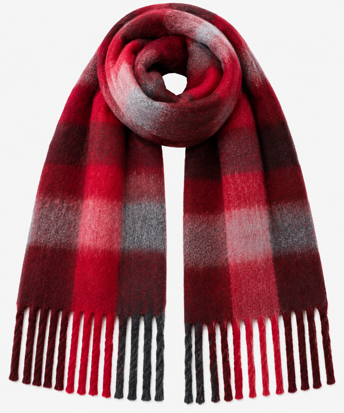 Écharpe à carreaux bordeaux – 100 % viscose
