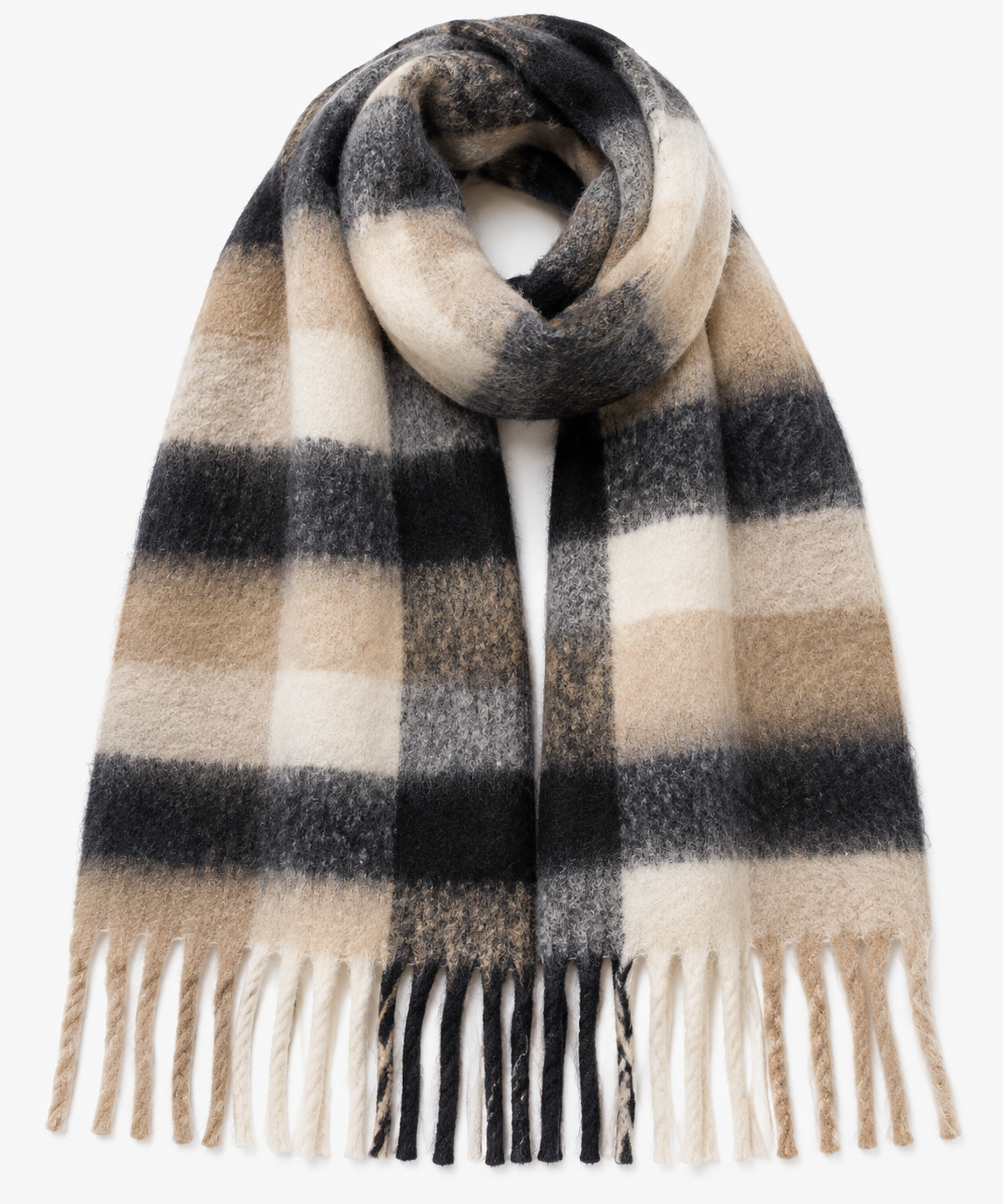 Écharpe à carreaux beige– 100 % viscose