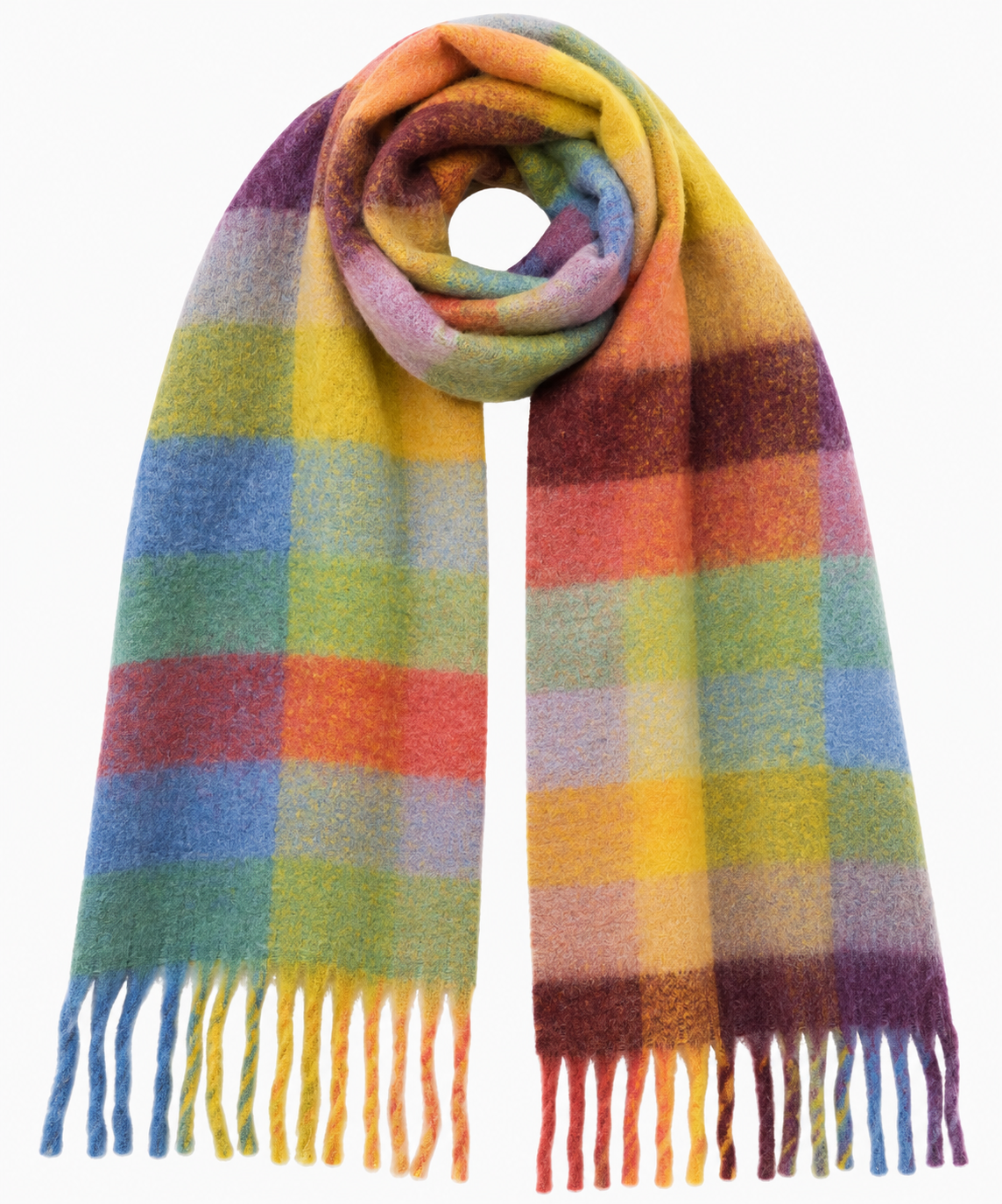 Écharpe à carreaux color – 100 % viscose