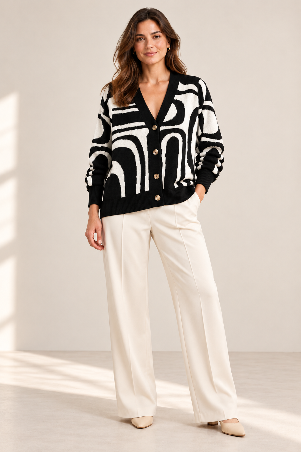 Gilet en maille jacquard graphique