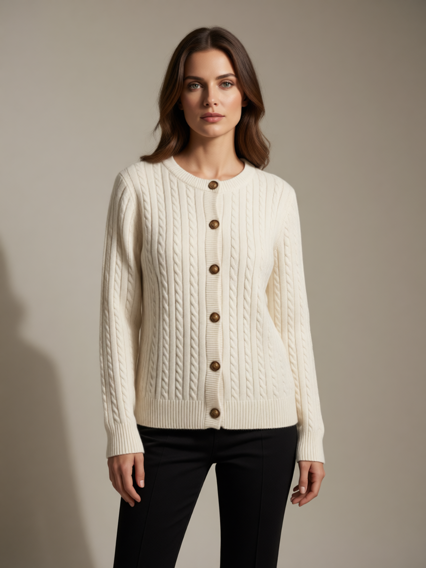 Gilet Torsadé en Maille Douce - Élégance Intemporelle - GO2668809 — visuel 4 — Pomelo