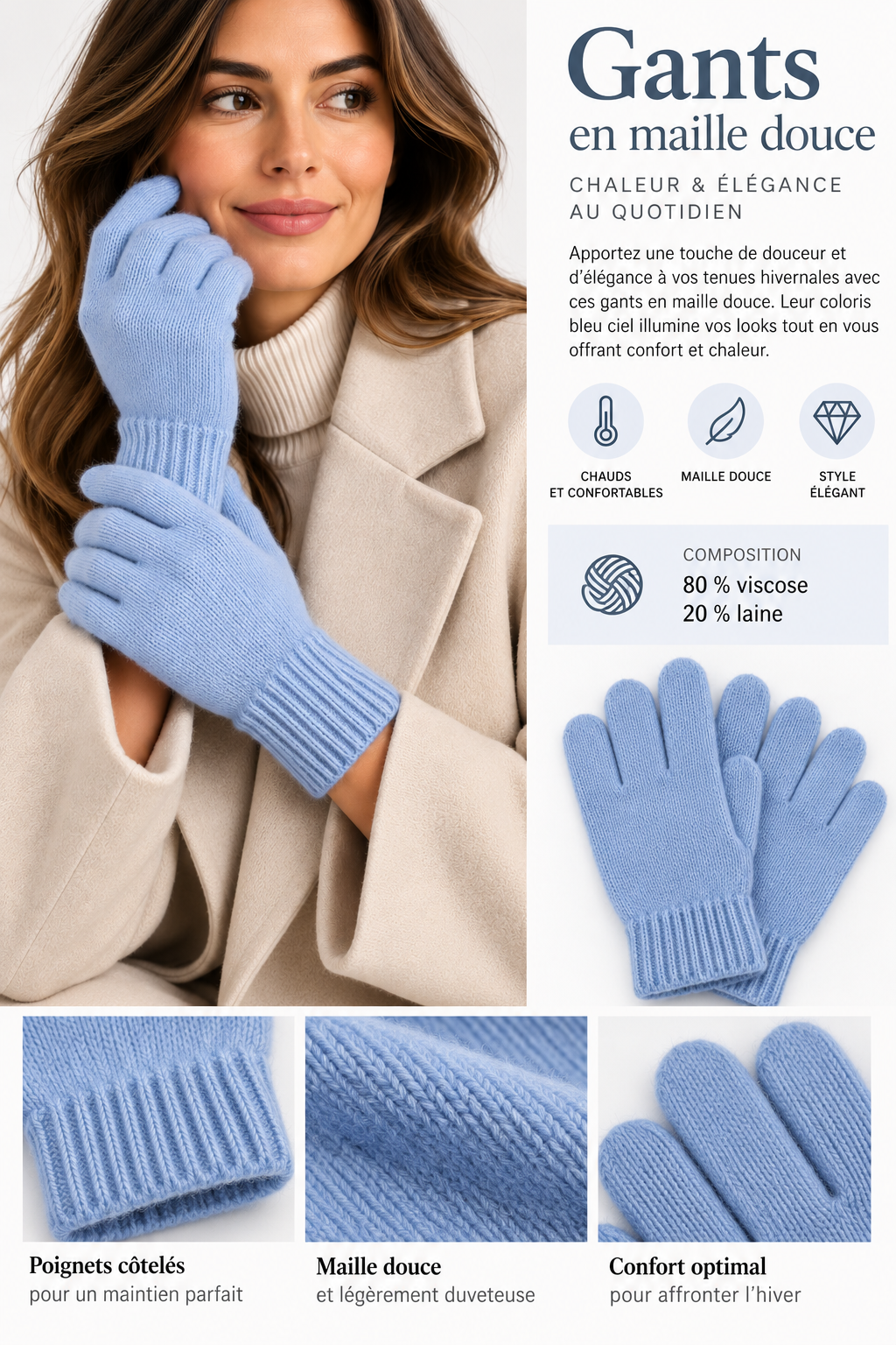 Gants en maille doux et élégants