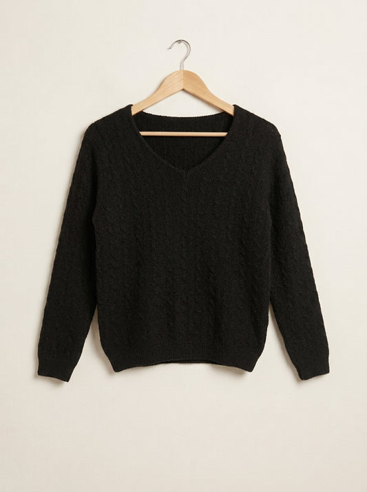Pull Col V en Maille Torsadée Élisa – Douceur & Élégance Italienne LANA 702