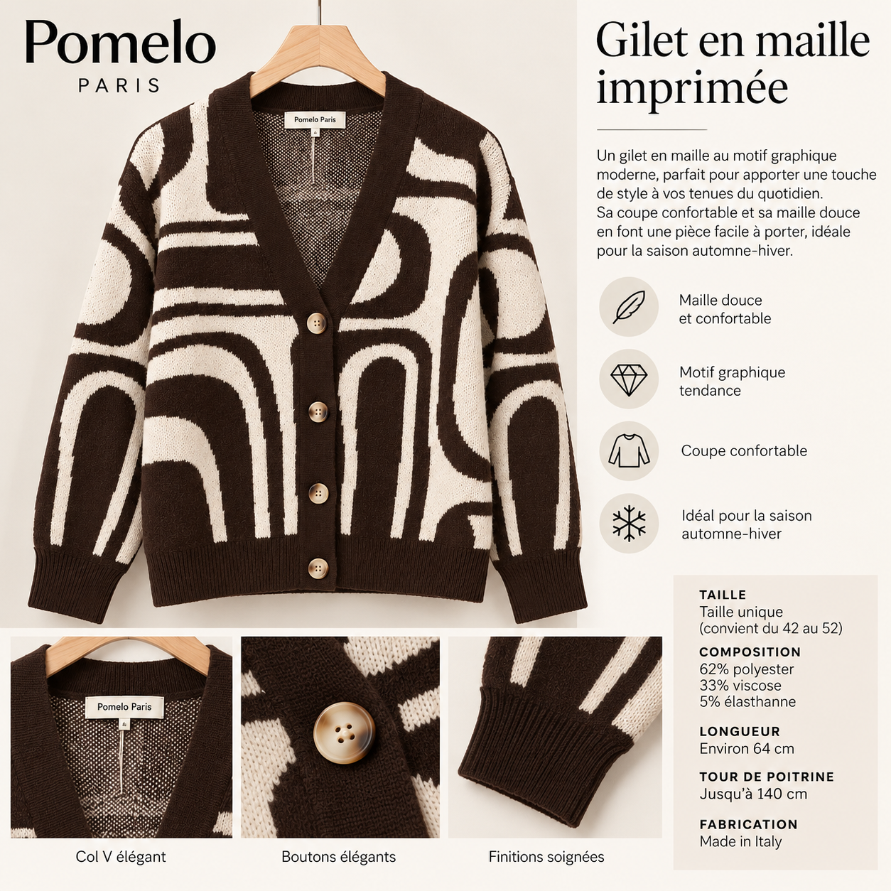 Gilet en maille jacquard graphique