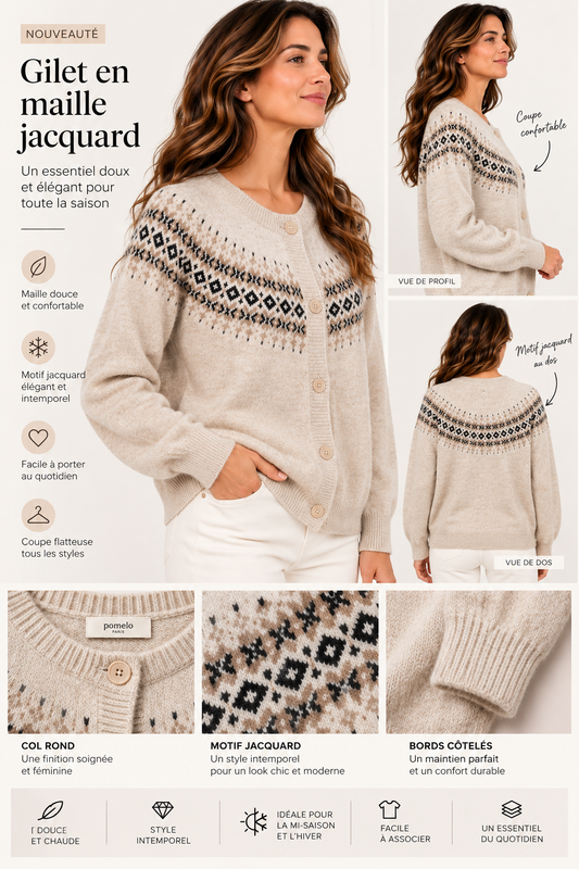Gilet en maille jacquard VB8008 – Taille unique