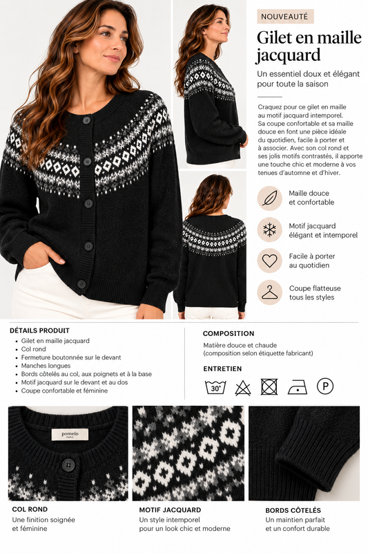 Gilet en maille jacquard VB8008 – Taille unique