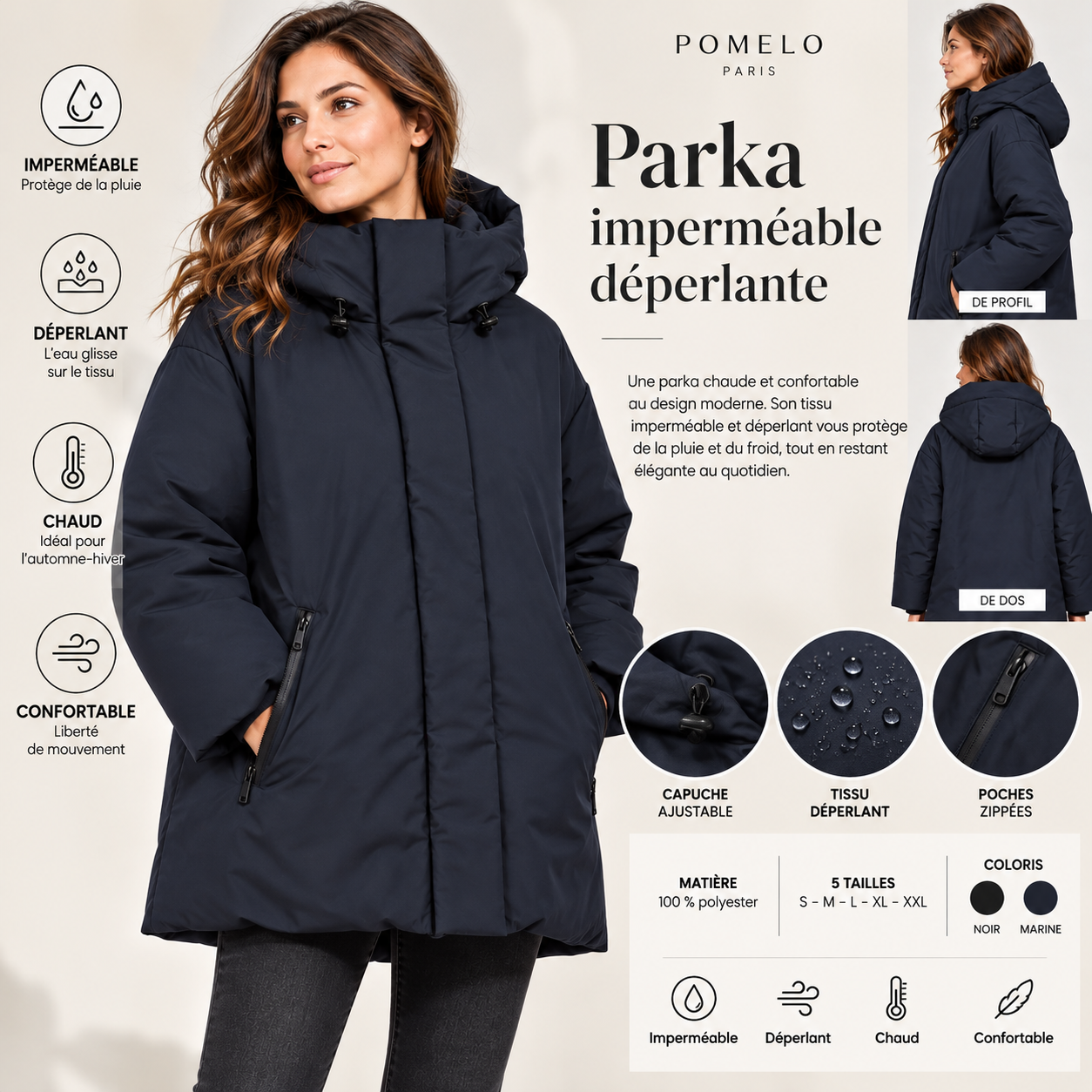 Parka 02 imperméable déperlante – Chaude et confortable