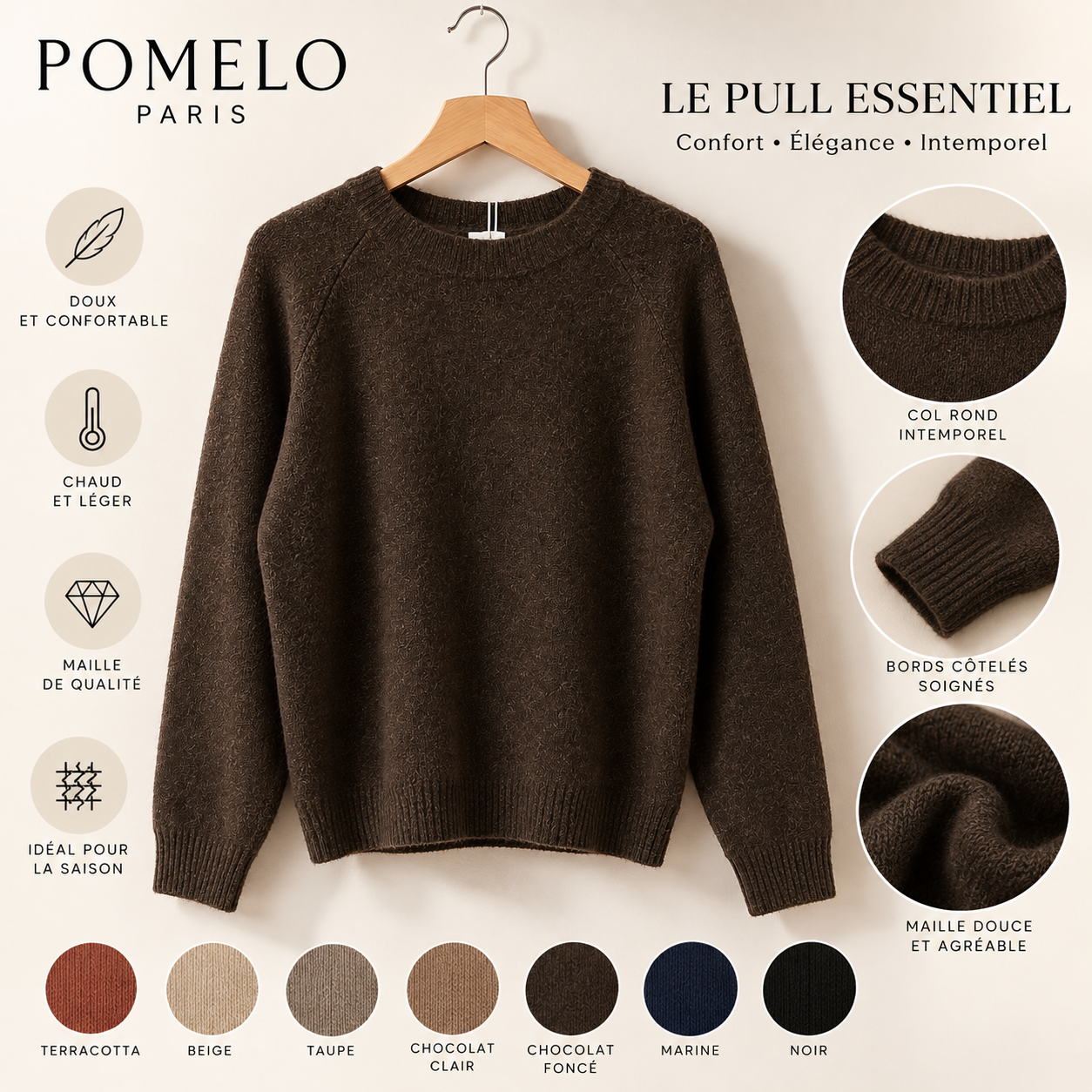 Pull col rond en maille douce Vb8008