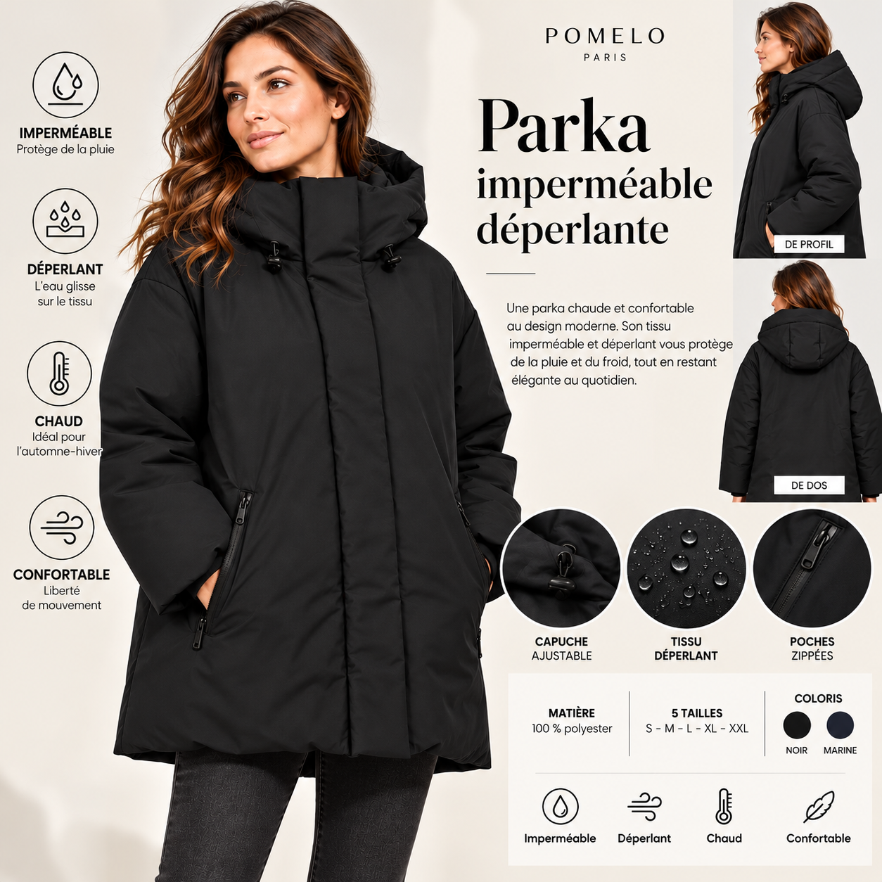 Parka 02 imperméable déperlante – Chaude et confortable