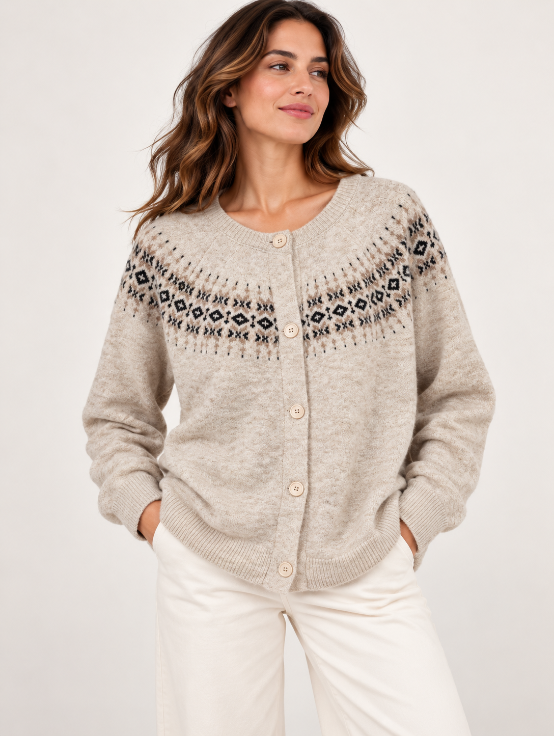 Gilet en maille jacquard VB8008 – Taille unique