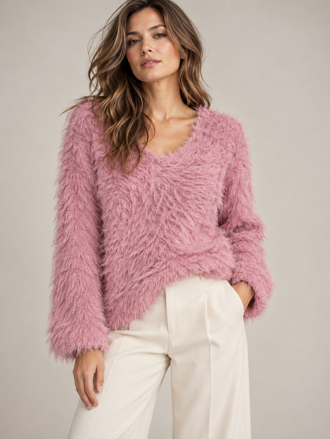 Pull poilu femme 8603 – Douceur & tendance