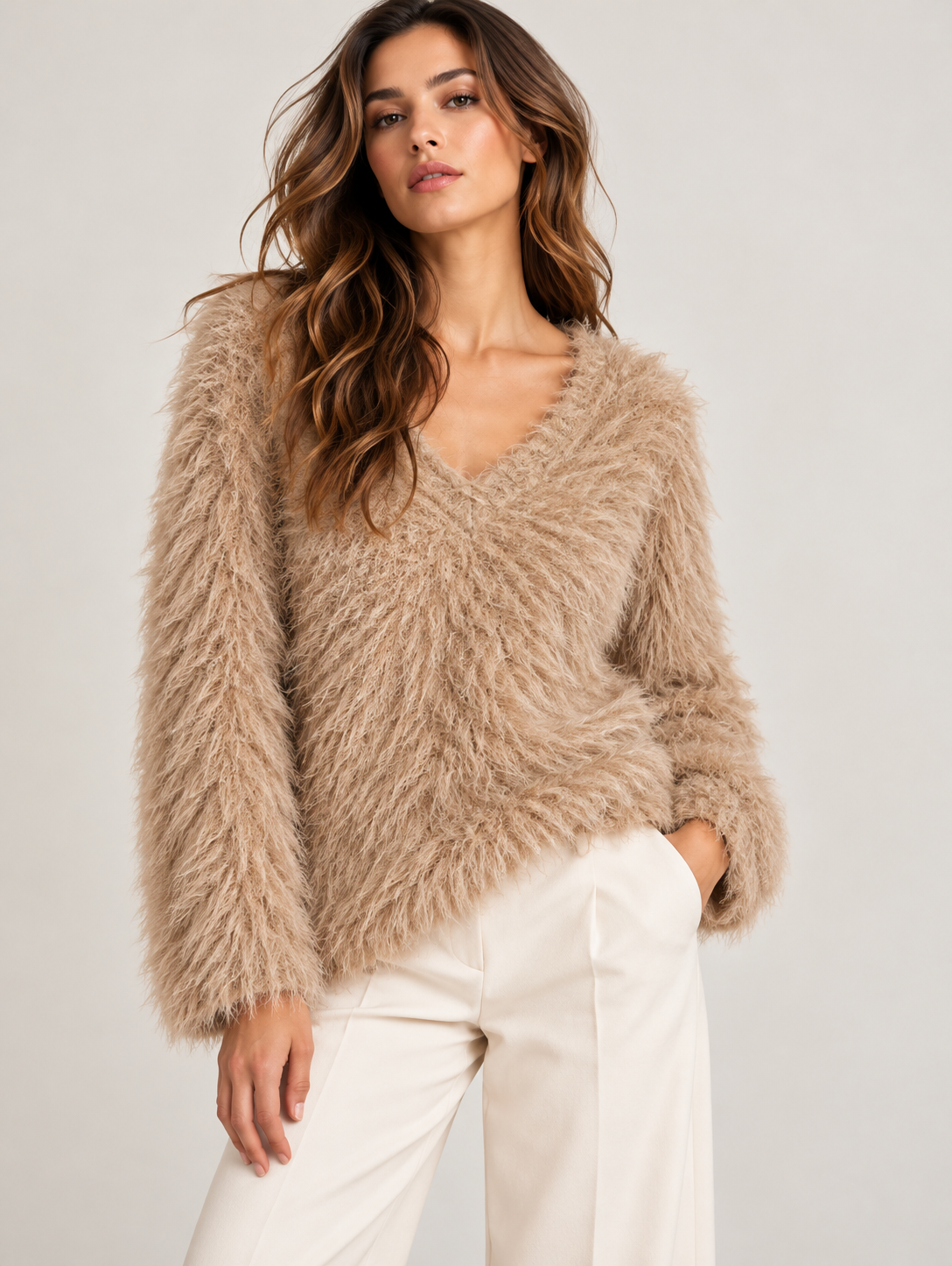 Pull poilu femme 8603 – Douceur & tendance