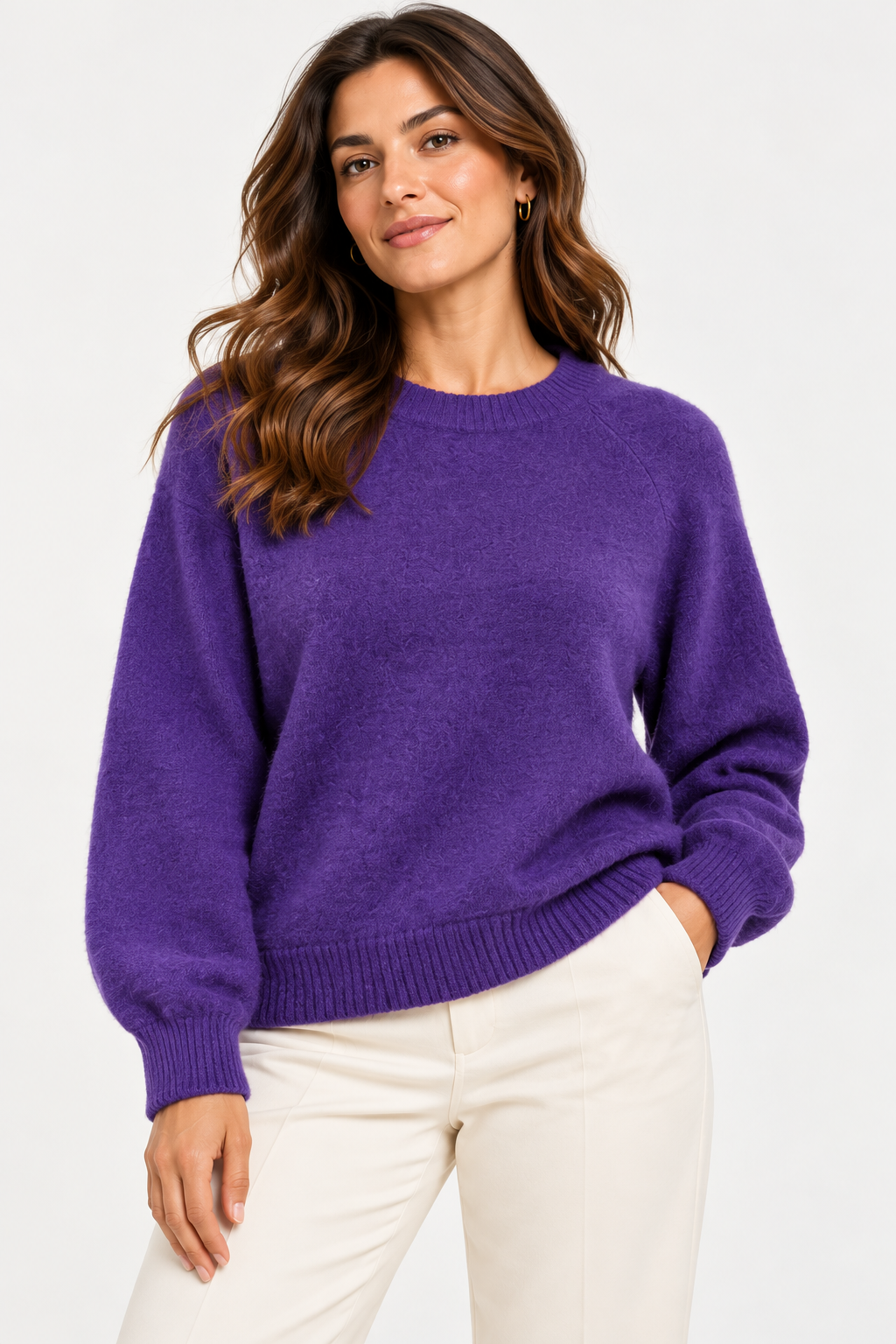 Pull col rond en maille douce Vb8008