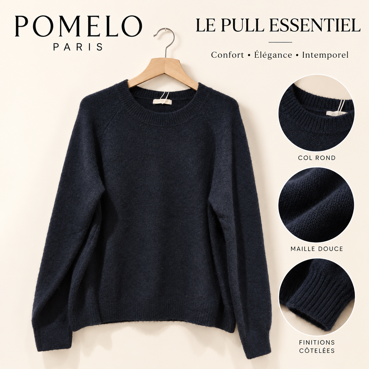 Pull col rond en maille douce Vb8008