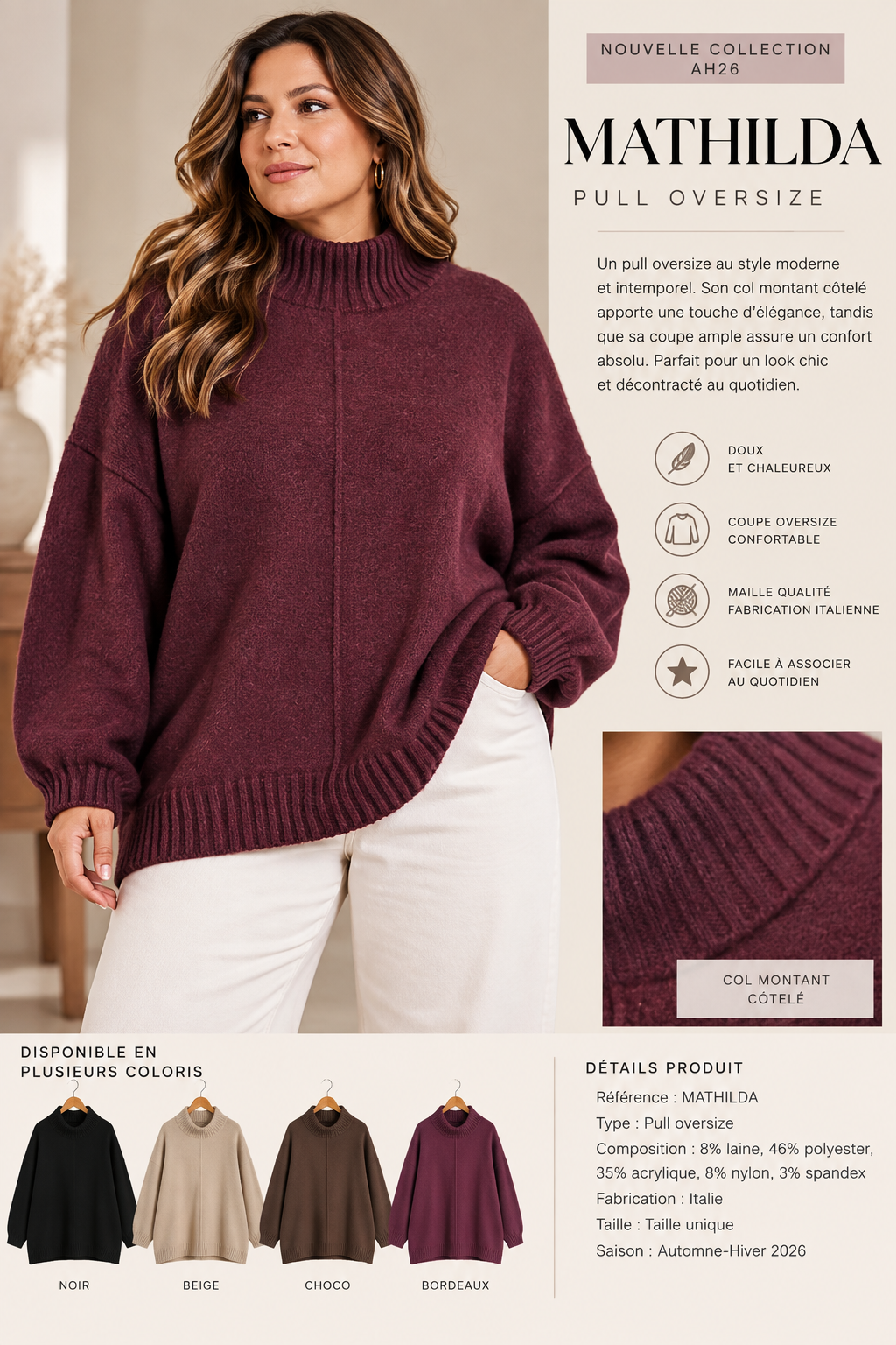 Pull oversize MATHILDA — visuel 5 — POMELO PARIS
