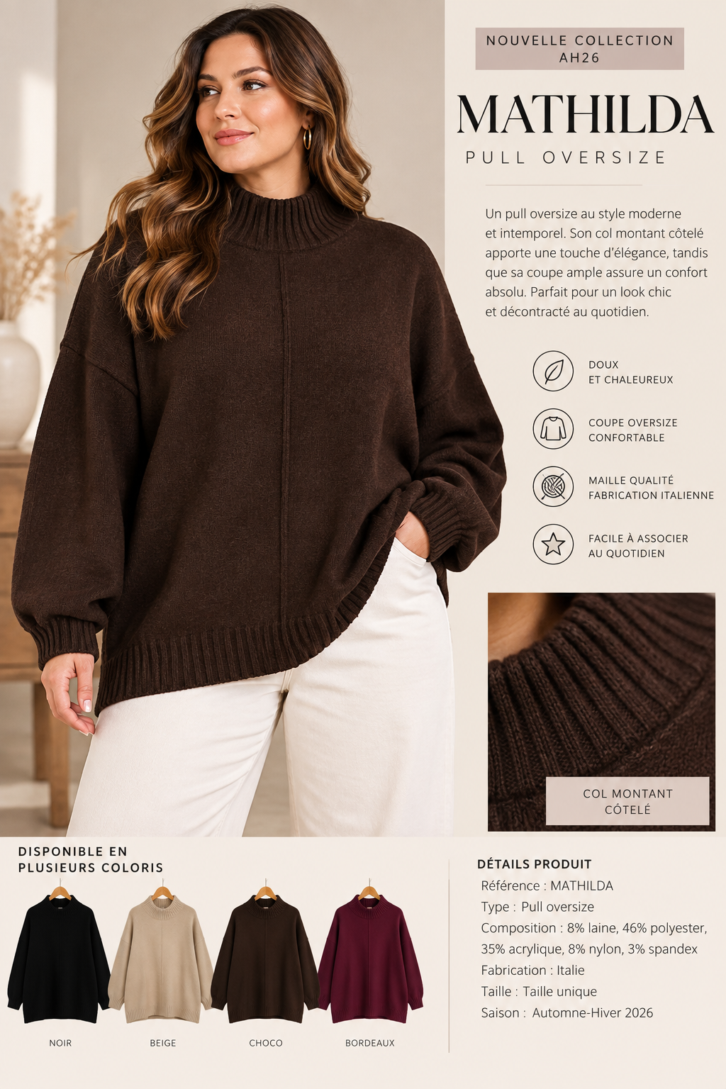 Pull oversize MATHILDA — visuel 4 — POMELO PARIS