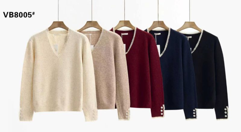 Pull élégant à col en V avec détails boutonnés - VB8005