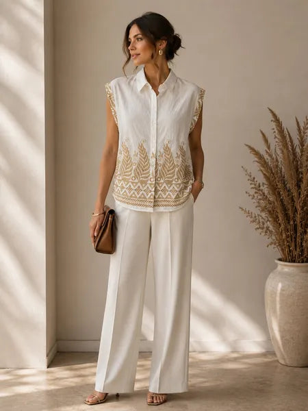 Chemise Brodée Élégance Bohème FL010
