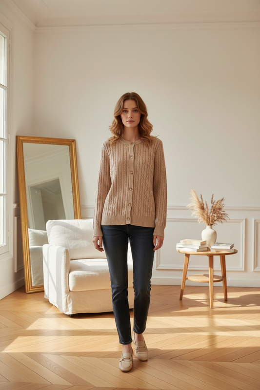 Gilet Torsadé en Maille Douce - Élégance Intemporelle - GO2668809