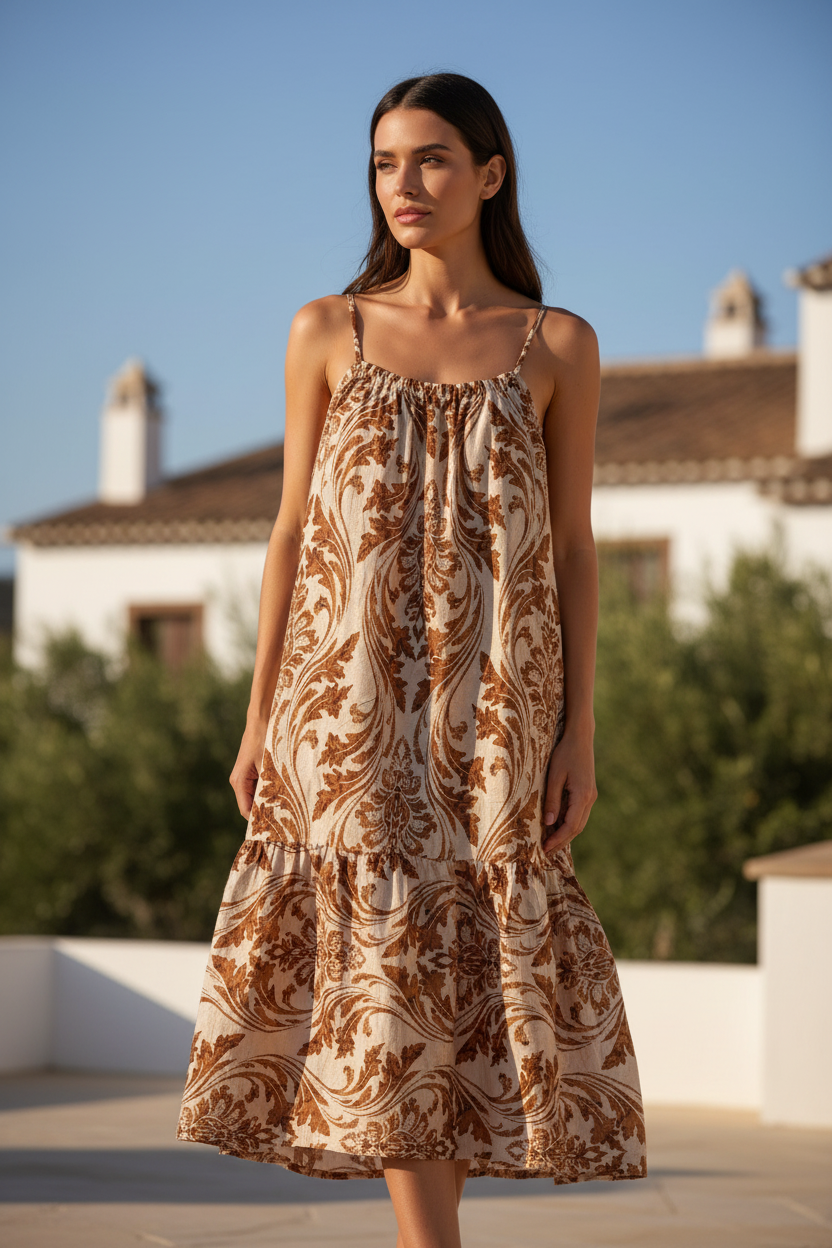 Robe Midi Imprimée Baroque - Alicia A87