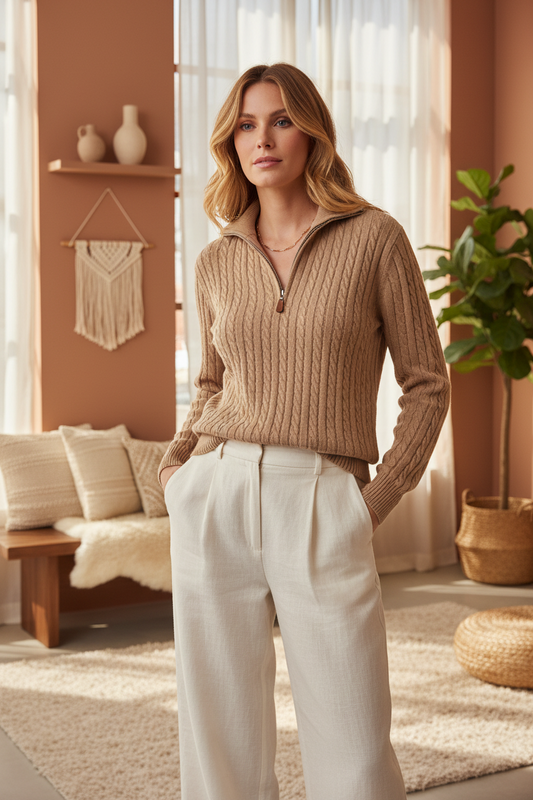 Pull Col Camionneur en Maille Torsadée Premium - GO2668812