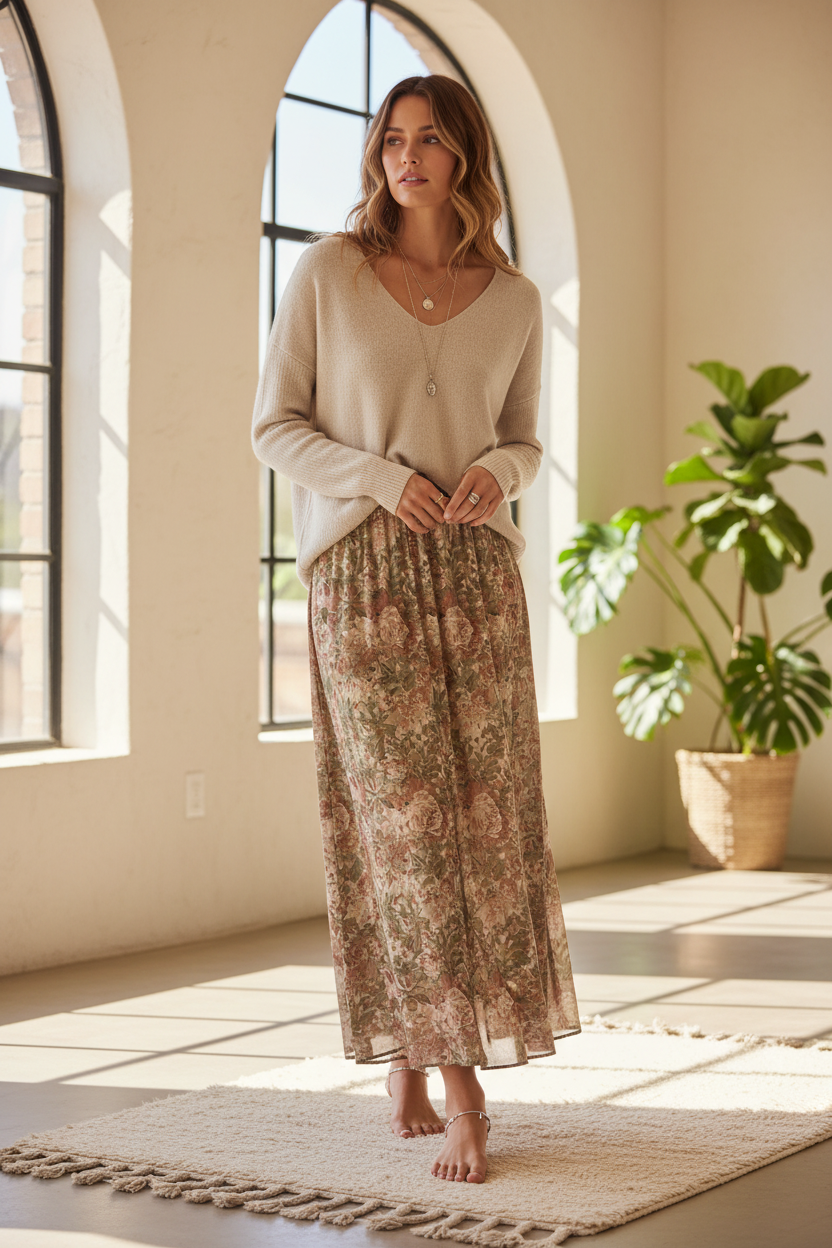 Pull en maille douce à col V - Collection Automne-Hiver - VB8003 — visuel 3 — Pomelo