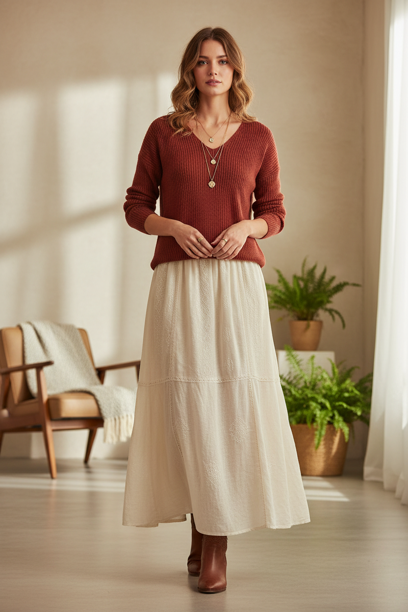 Pull en maille douce à col V - Collection Automne-Hiver - VB8003 — visuel 5 — Pomelo