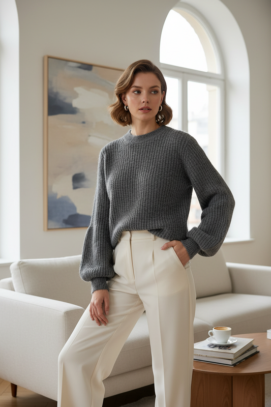 Pull en maille côtelée douce italienne - It2682130