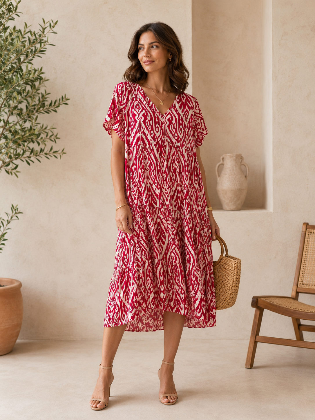 Robe Longue Bohème Chic Imprimée Verte - 2604