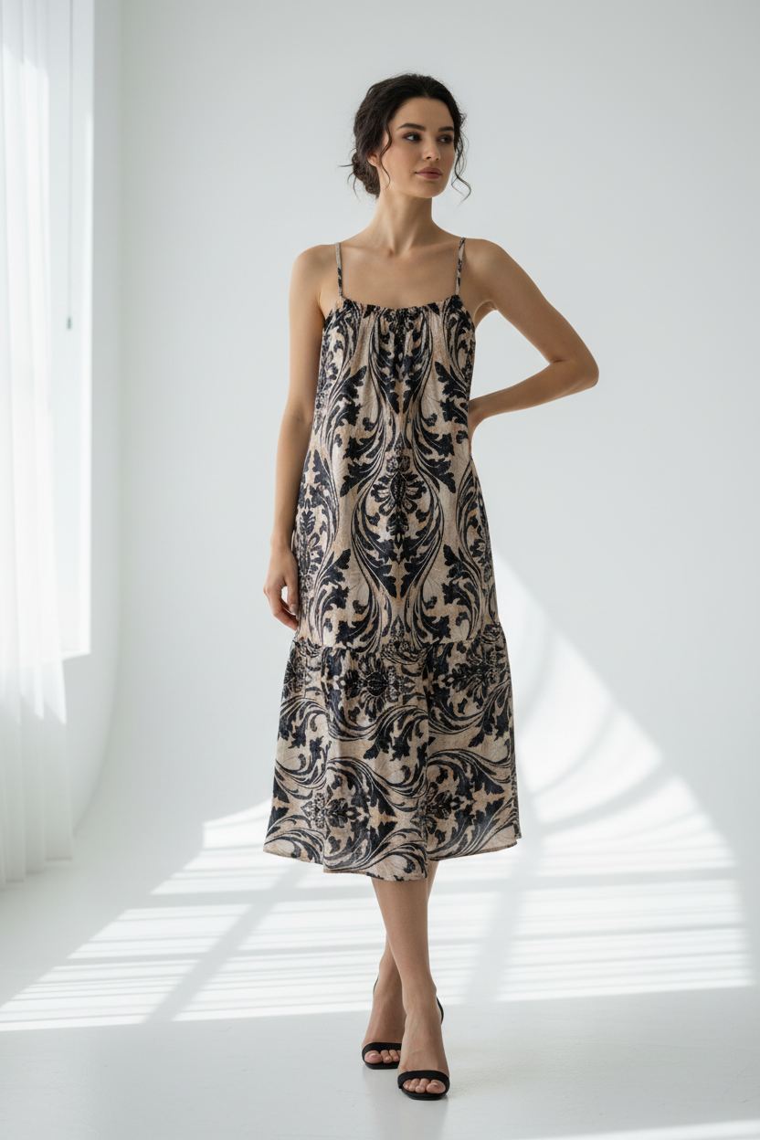 Robe Midi Imprimée Baroque - Alicia A87