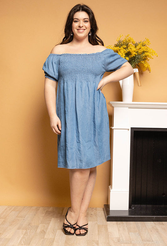 tencel robe smockée